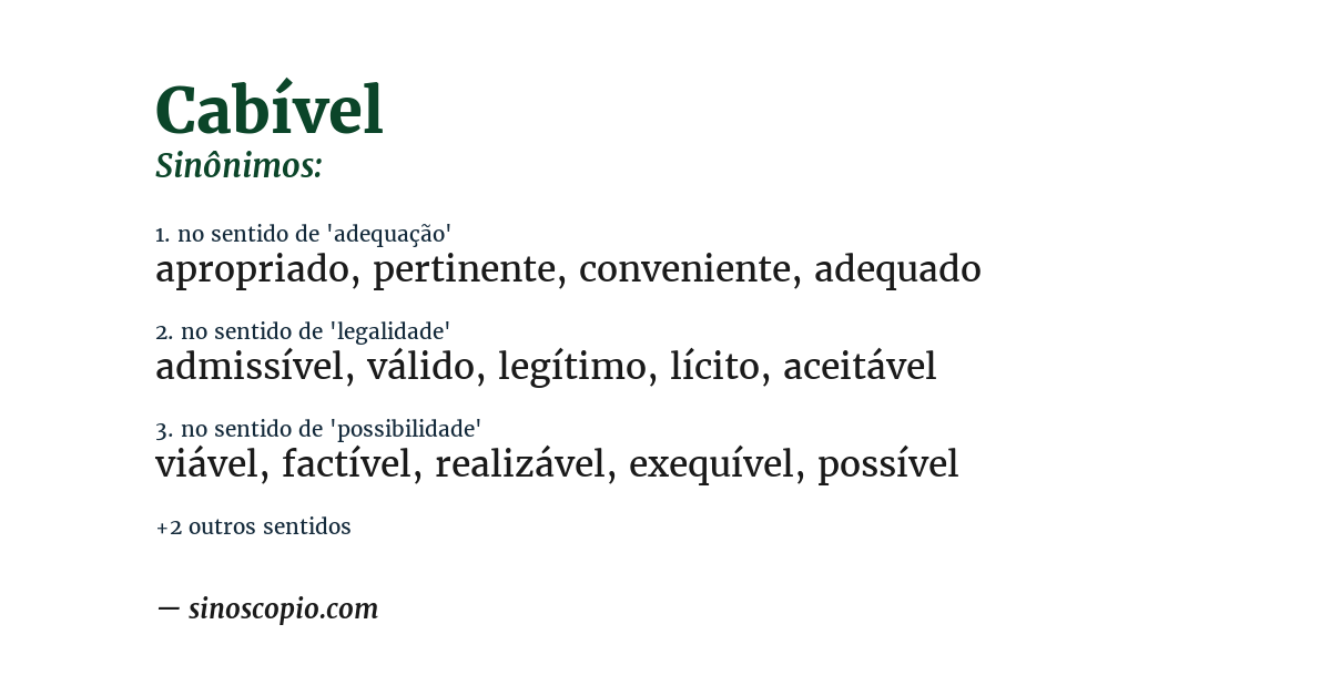 Sinônimo de cabível
