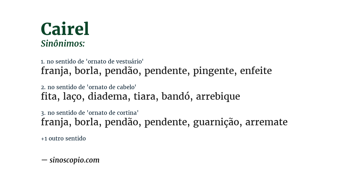 Sinônimo de cairel