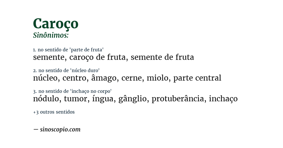 Sinônimo de caroço