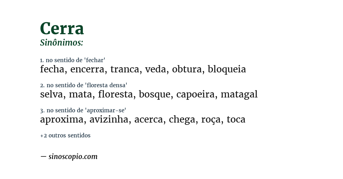 Sinônimo de cerra