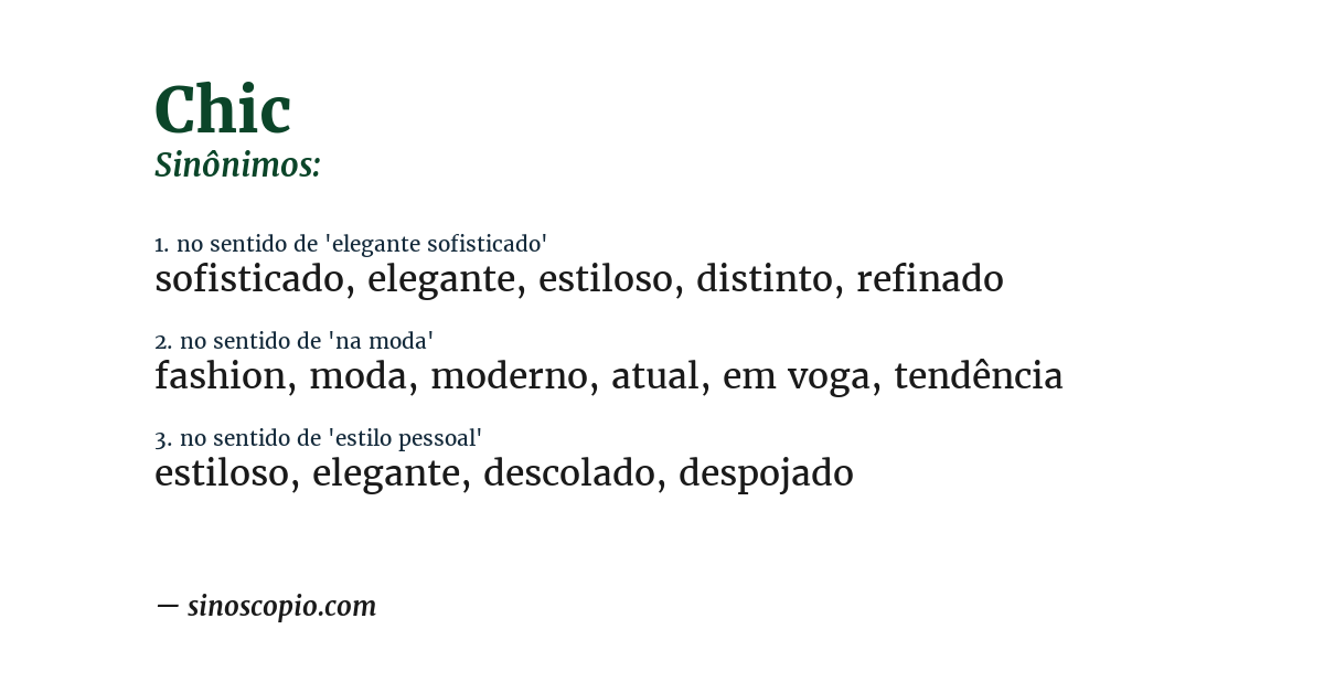 Sinônimo de chic