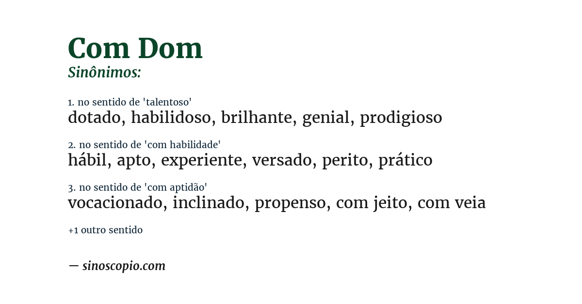 Sinônimo de com dom