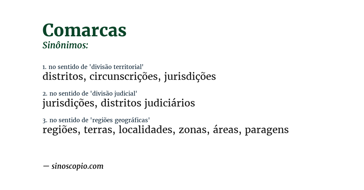 Sinônimo de comarcas