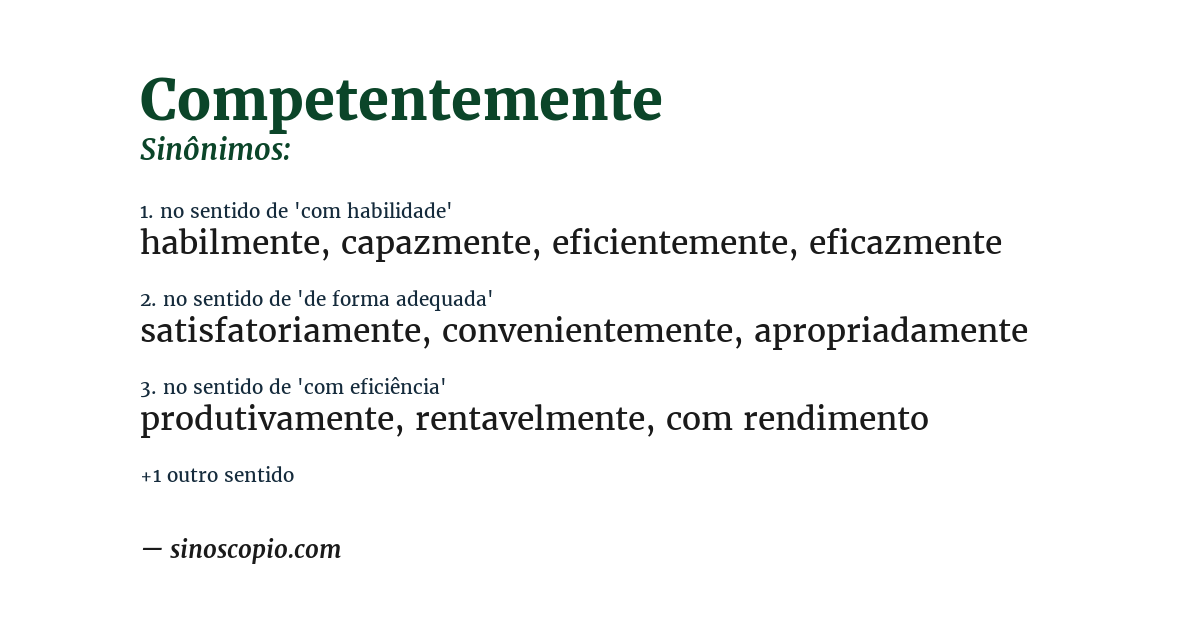 Sinônimo de competentemente