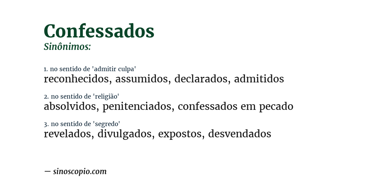 Sinônimo de confessados