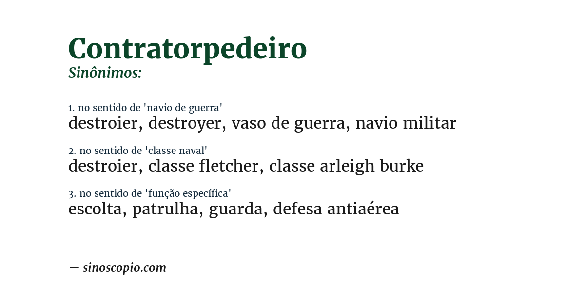 Sinônimo de contratorpedeiro