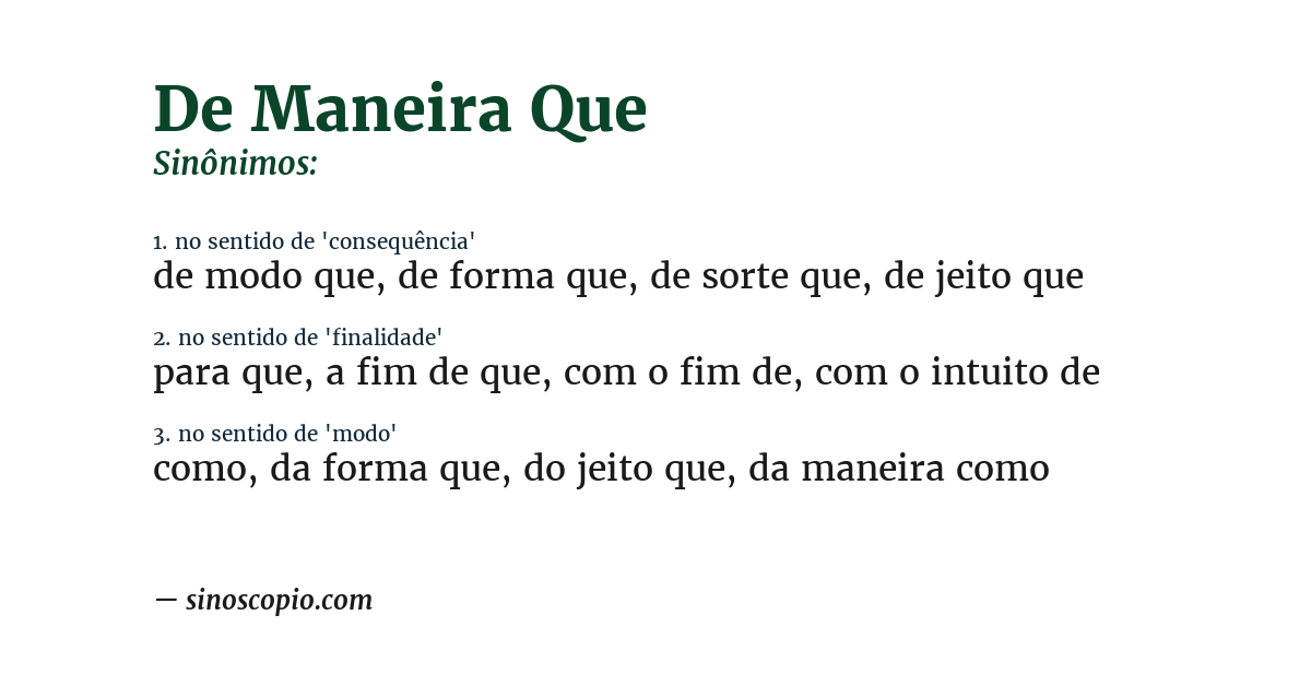 Sinônimo de de maneira que