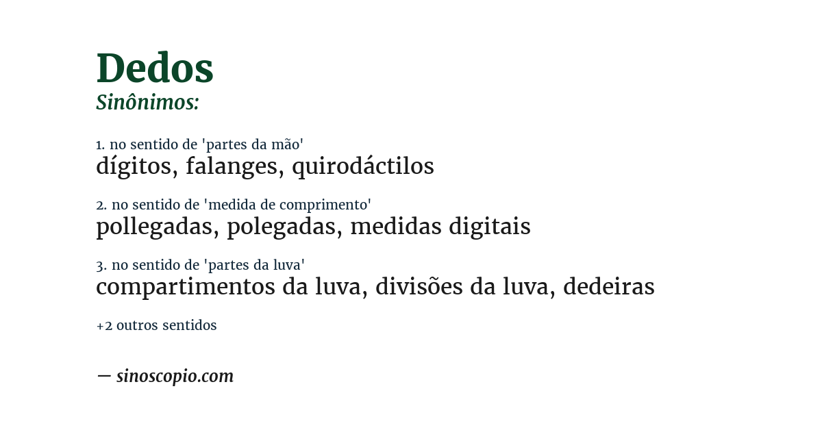 Sinônimo de dedos