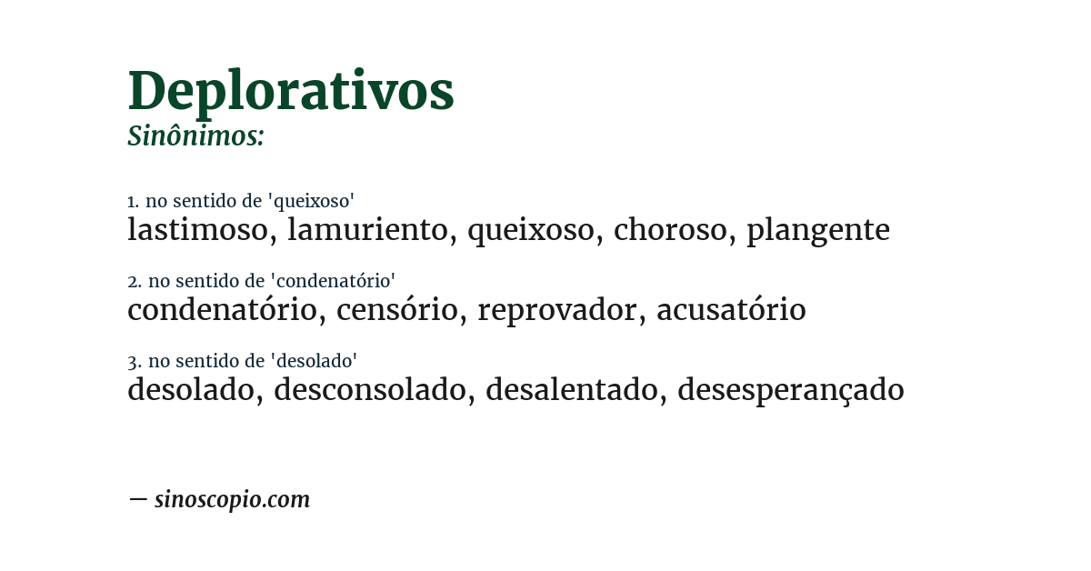 Sinônimo de deplorativos