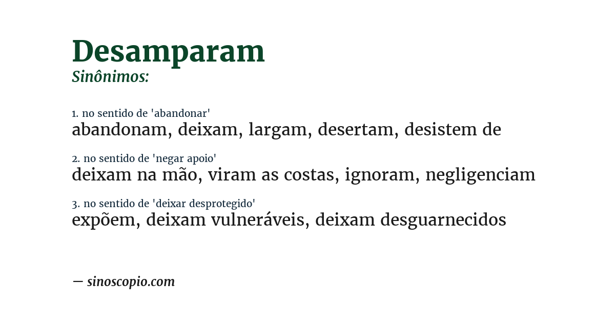 Sinônimo de desamparam