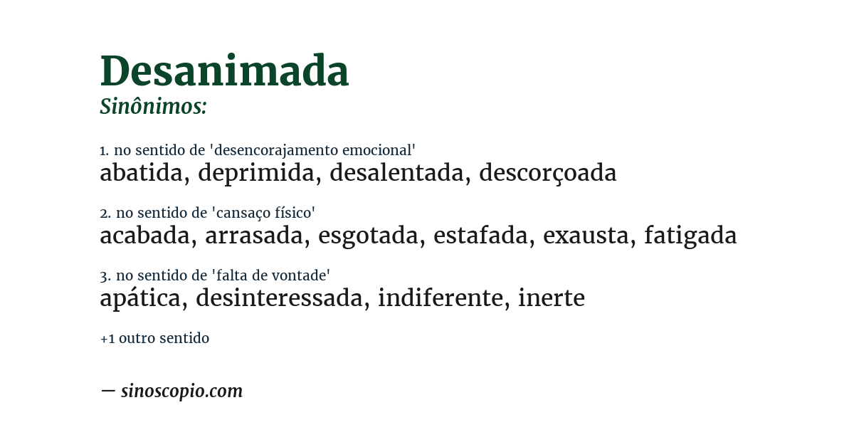 Sinônimo de desanimada