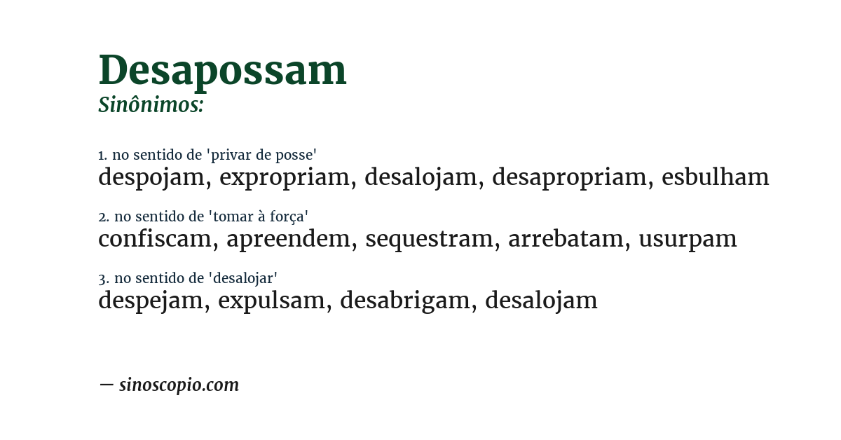 Sinônimo de desapossam