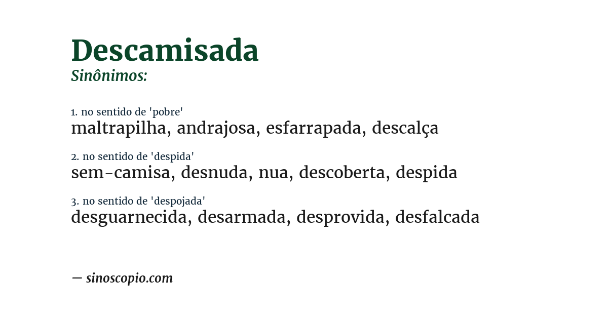 Sinônimo de descamisada