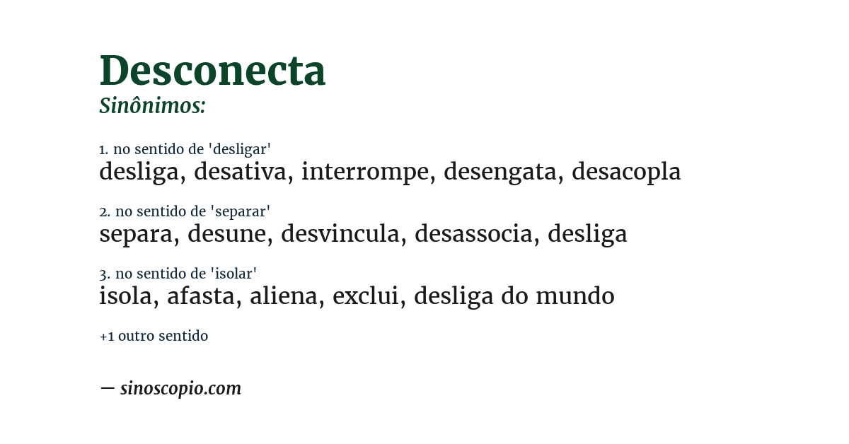 Sinônimo de desconecta