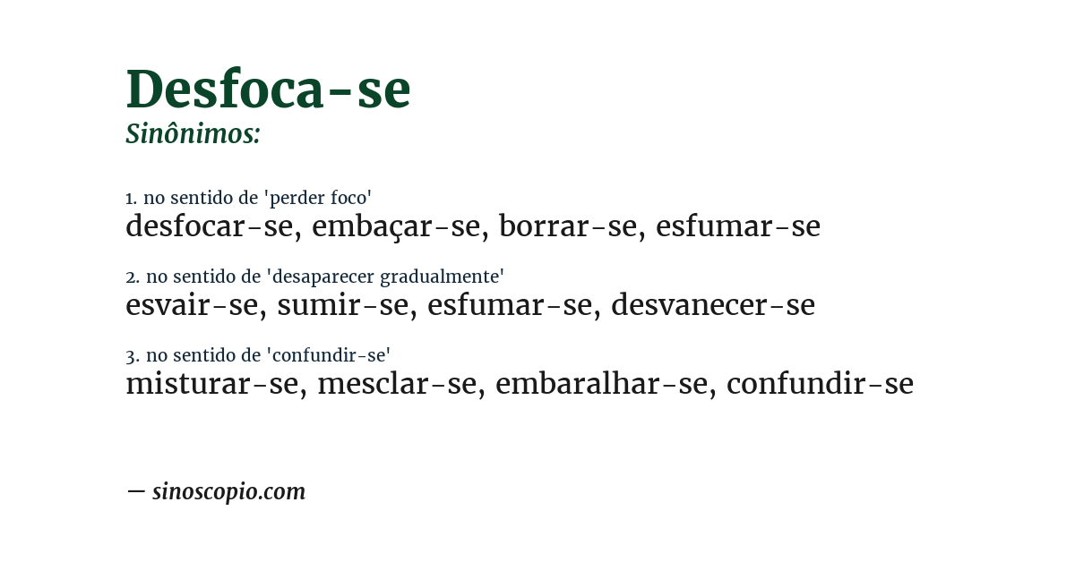 Sinônimo de desfoca-se
