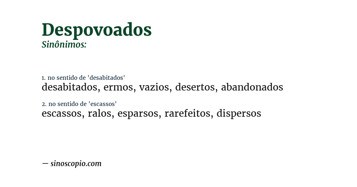 Sinônimo de despovoados