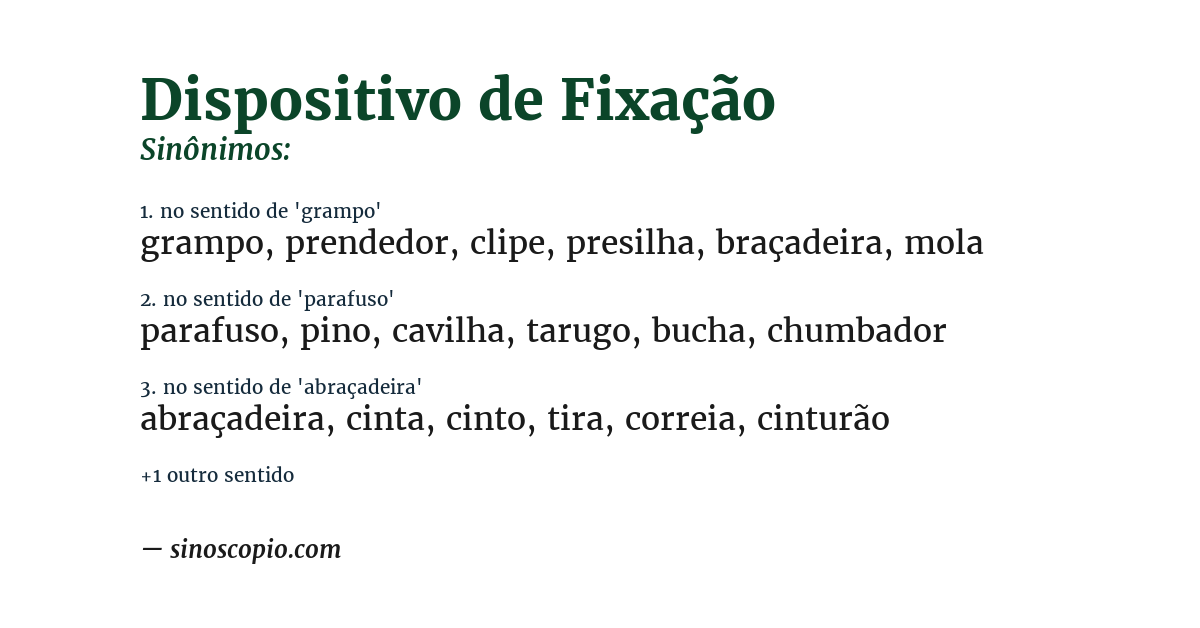 Sinônimo de dispositivo de fixação