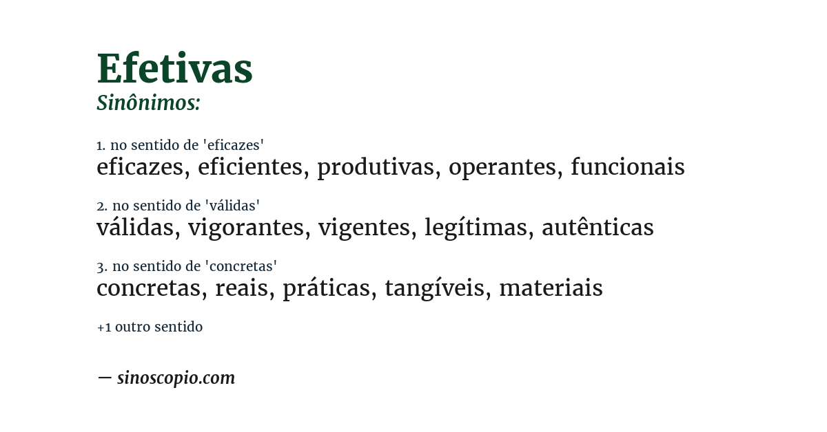 Sinônimo de efetivas