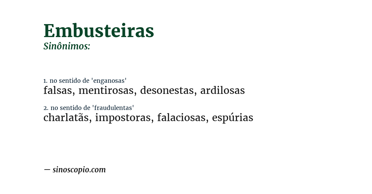 Sinônimo de embusteiras