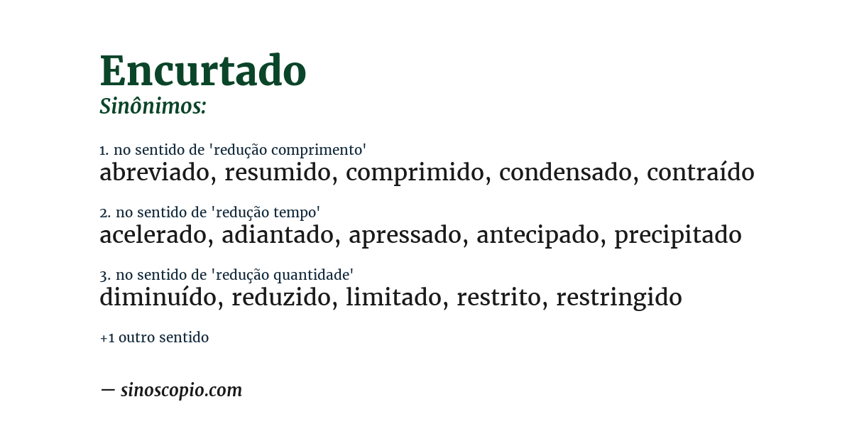 Sinônimo de encurtado