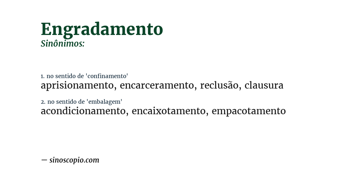 Sinônimo de engradamento