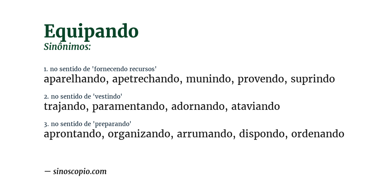 Sinônimo de equipando