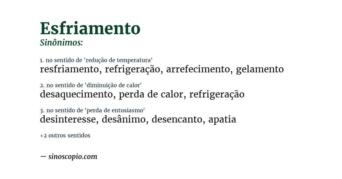 Sinônimo de esfriamento