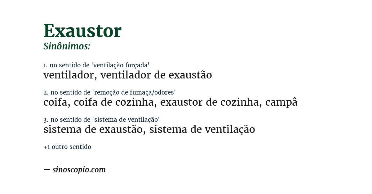Sinônimo de exaustor