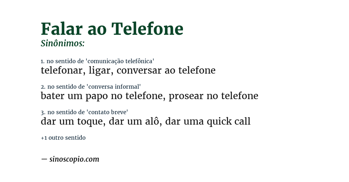Sinônimo de falar ao telefone
