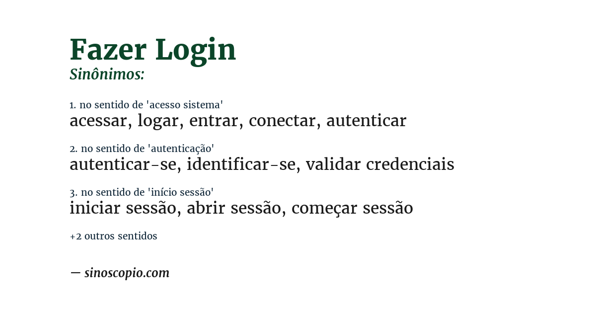 Sinônimo de fazer login