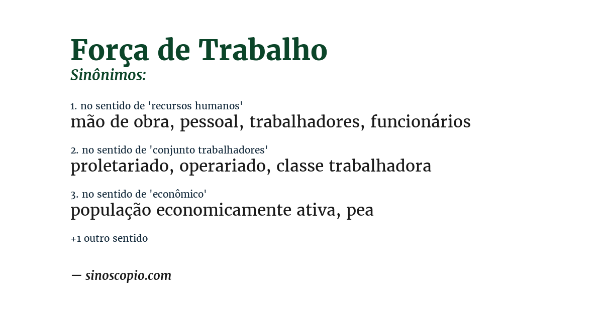 Sinônimo de força de trabalho
