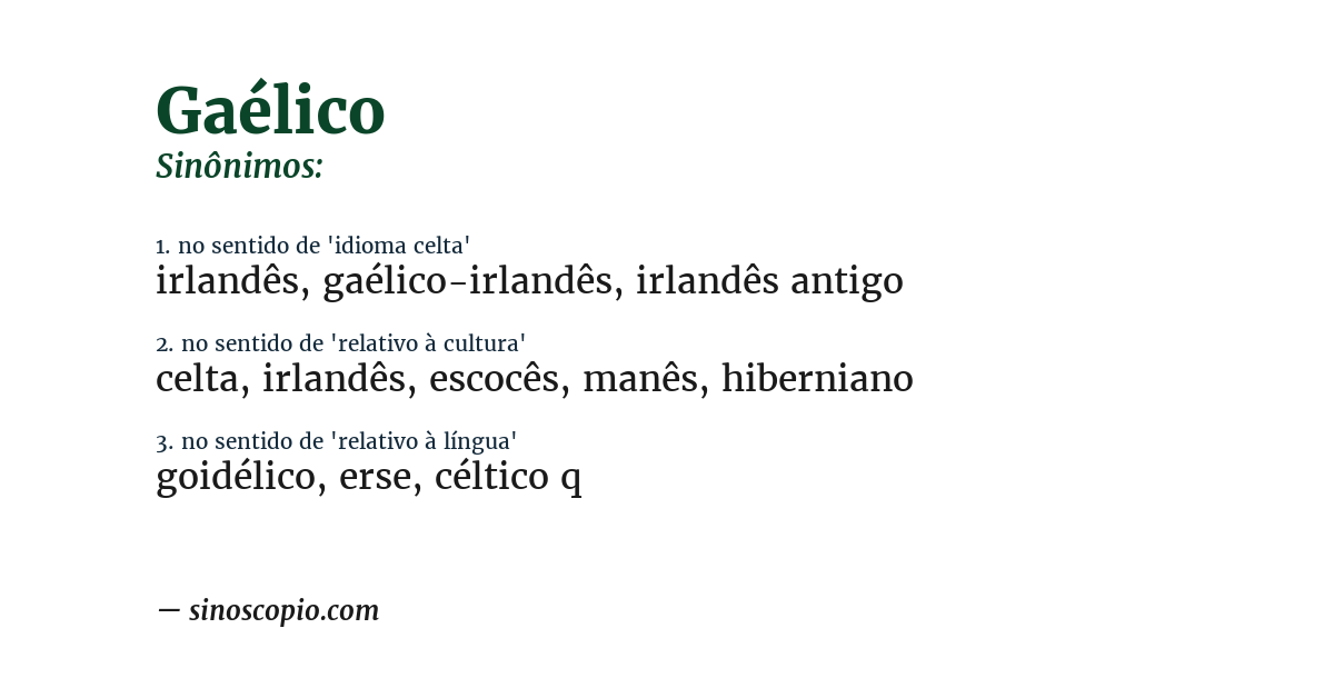 Sinônimo de gaélico