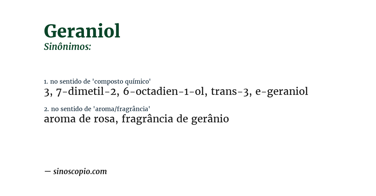 Sinônimo de geraniol