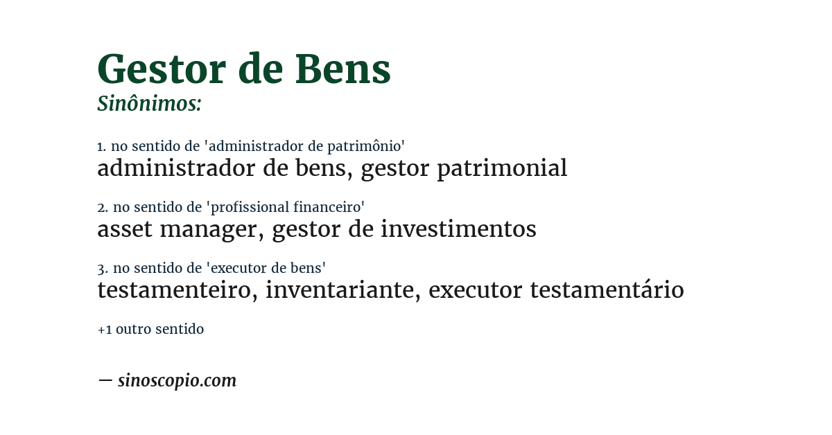 Sinônimo de gestor de bens