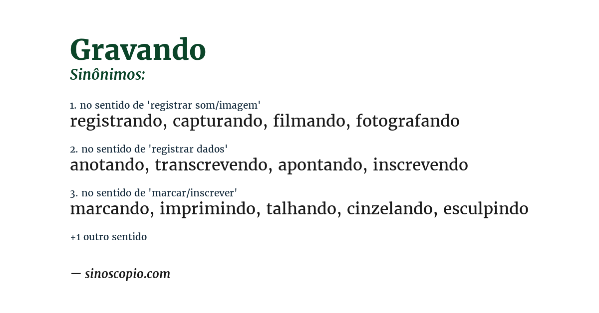 Sinônimo de gravando