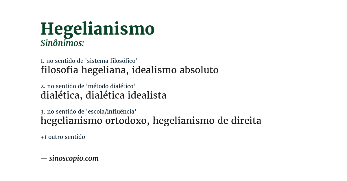 Sinônimo de hegelianismo