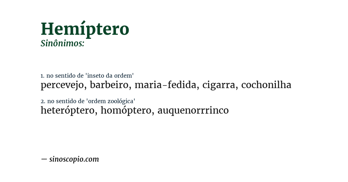 Sinônimo de hemíptero