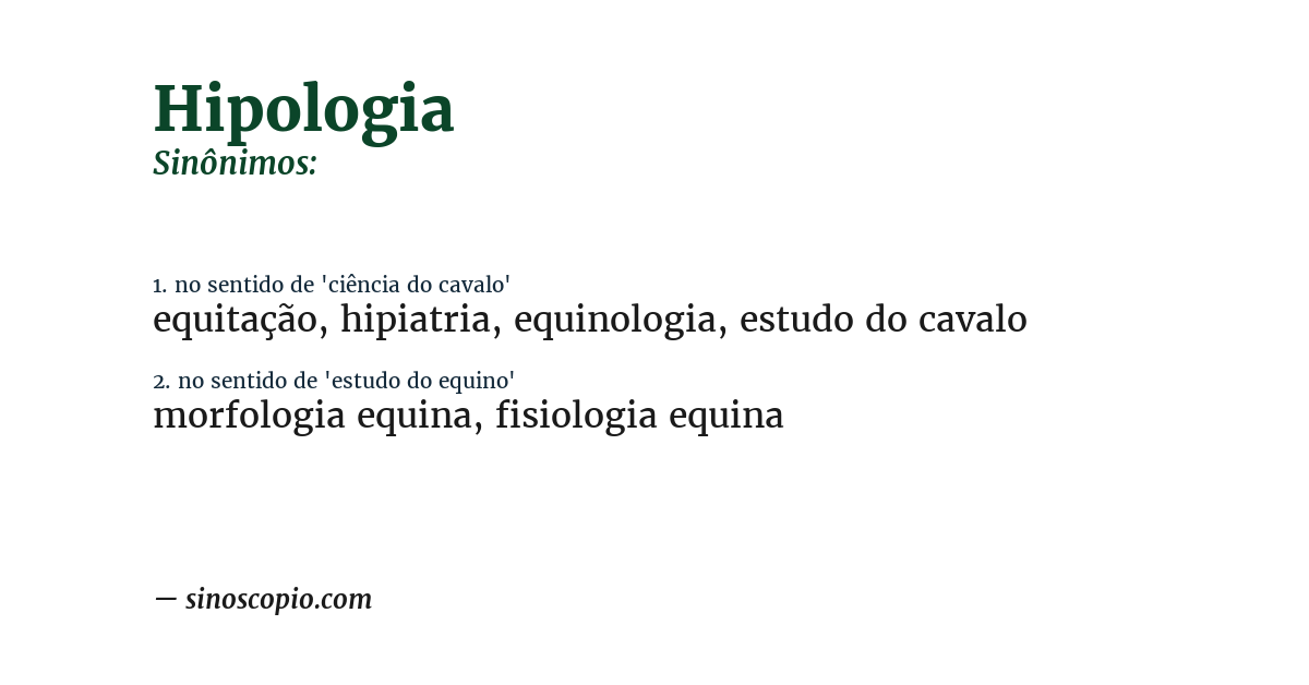 Sinônimo de hipologia