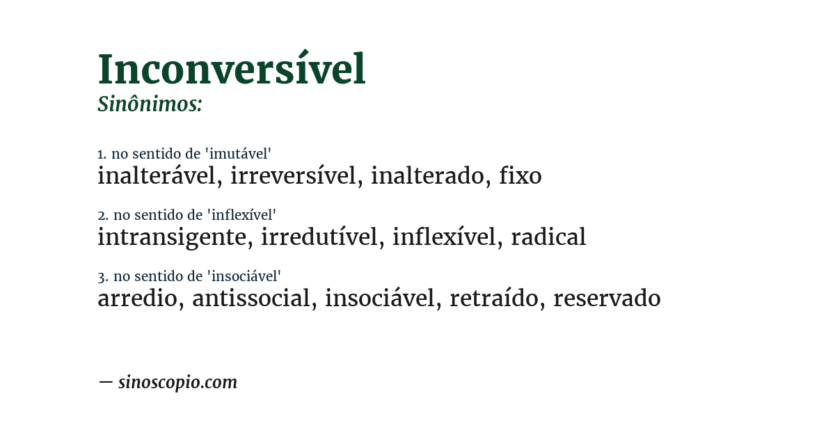 Sinônimo de inconversível