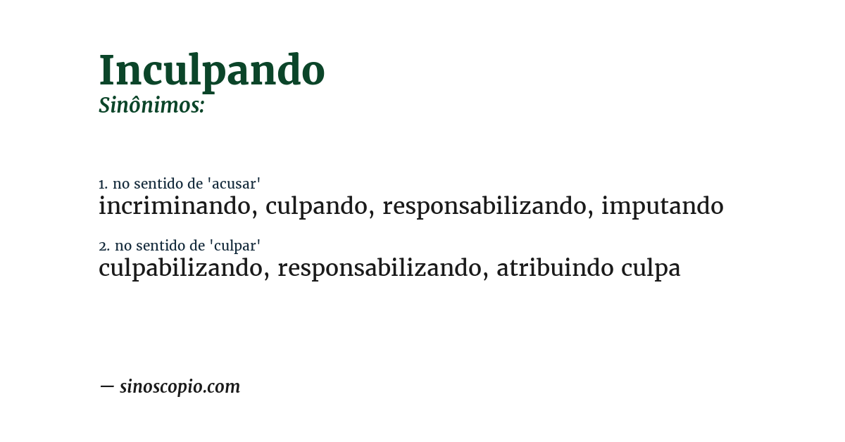 Sinônimo de inculpando