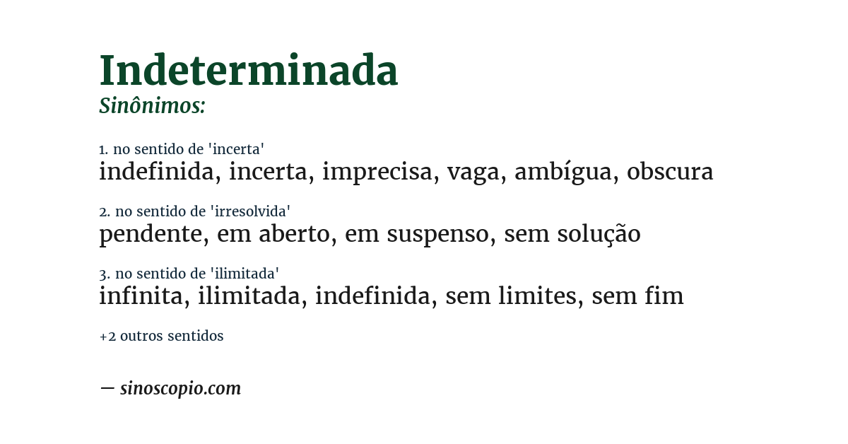 Sinônimo de indeterminada