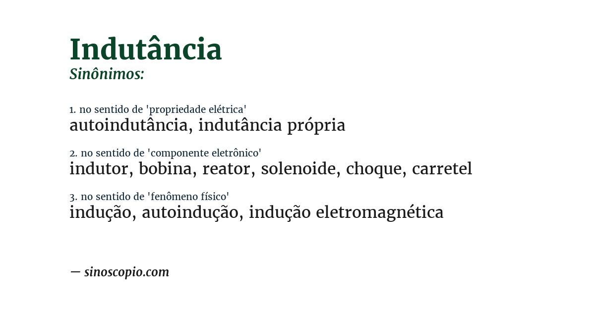 Sinônimo de indutância