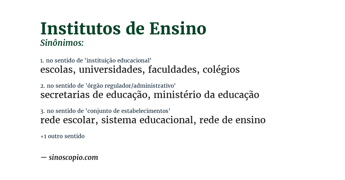 Sinônimo de institutos de ensino