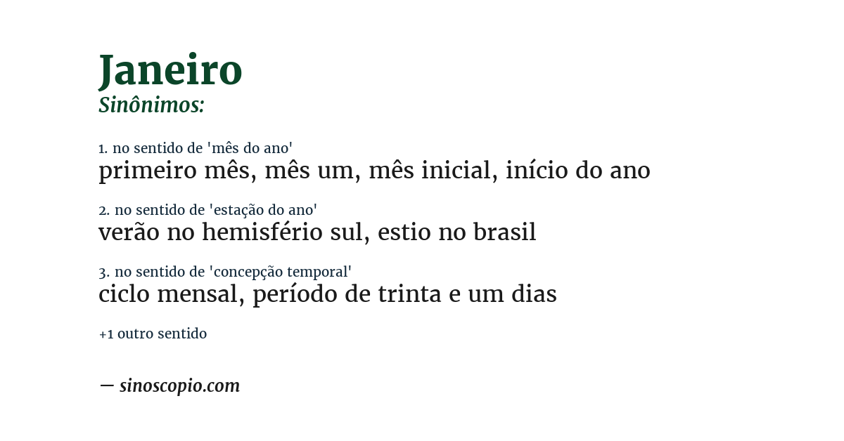 Sinônimo de janeiro