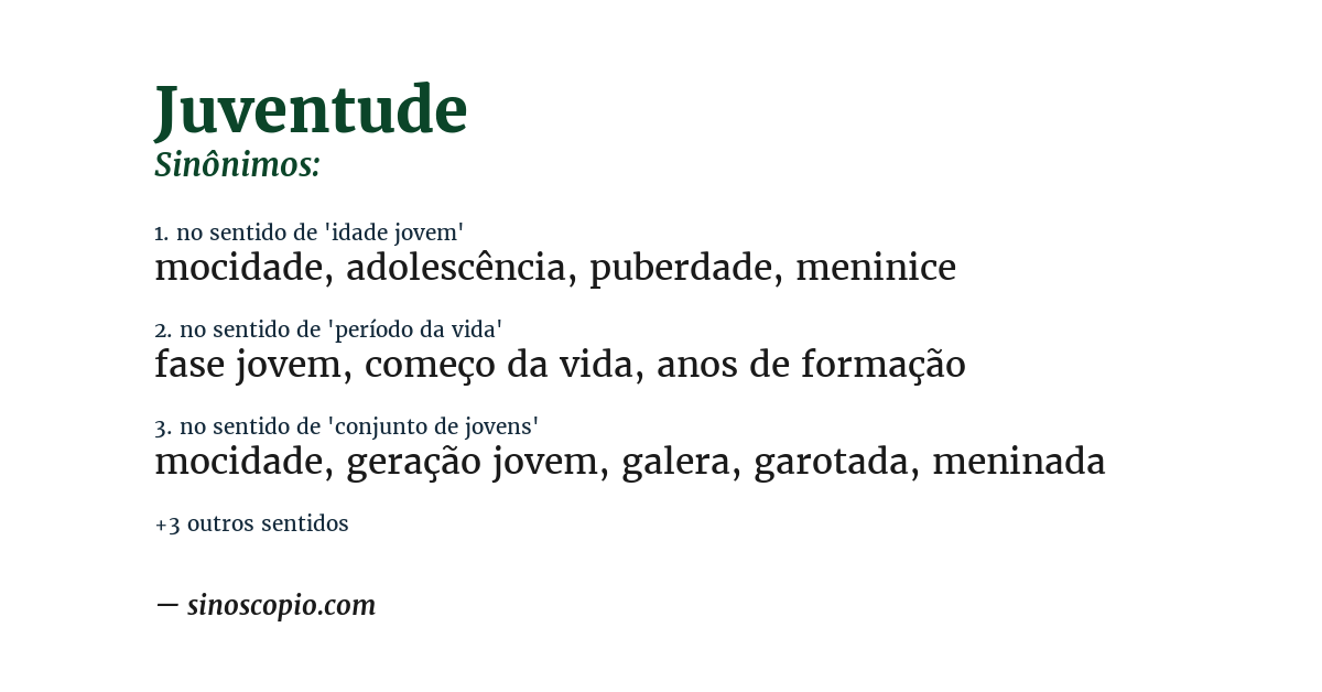 Sinônimo de juventude