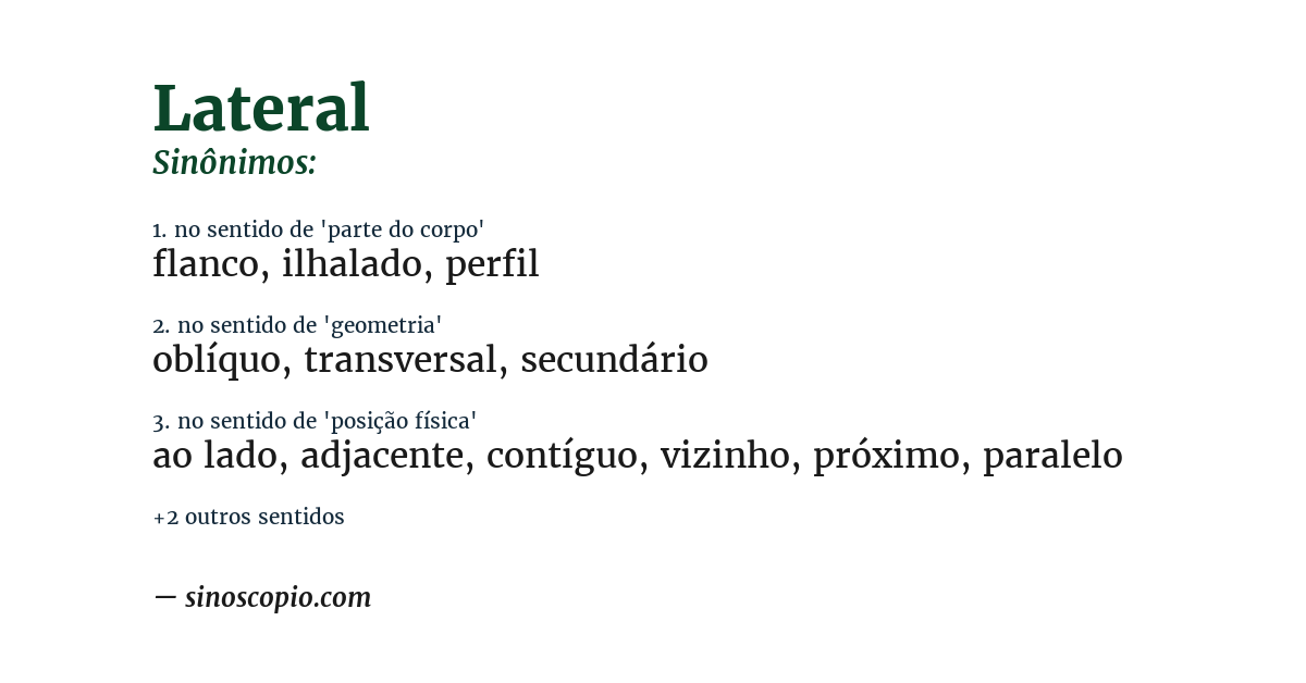 Sinônimo de lateral