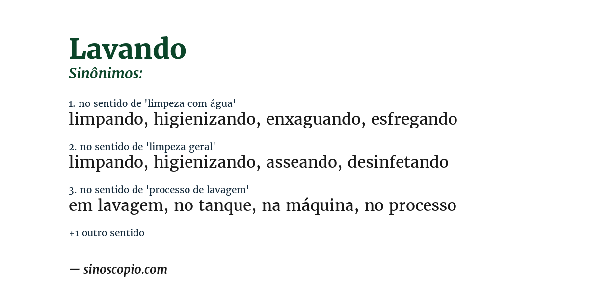 Sinônimo de lavando