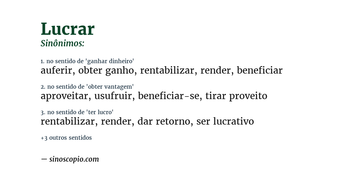 Sinônimo de lucrar