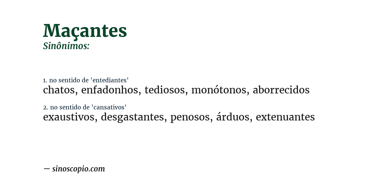 Sinônimo de maçantes