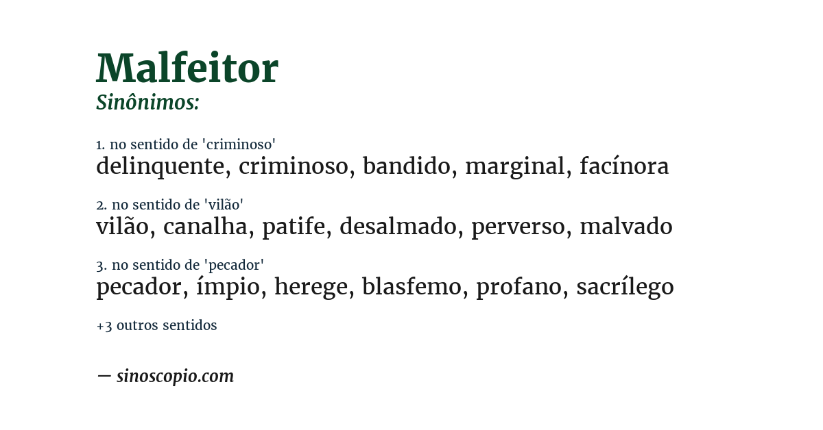 Sinônimo de malfeitor